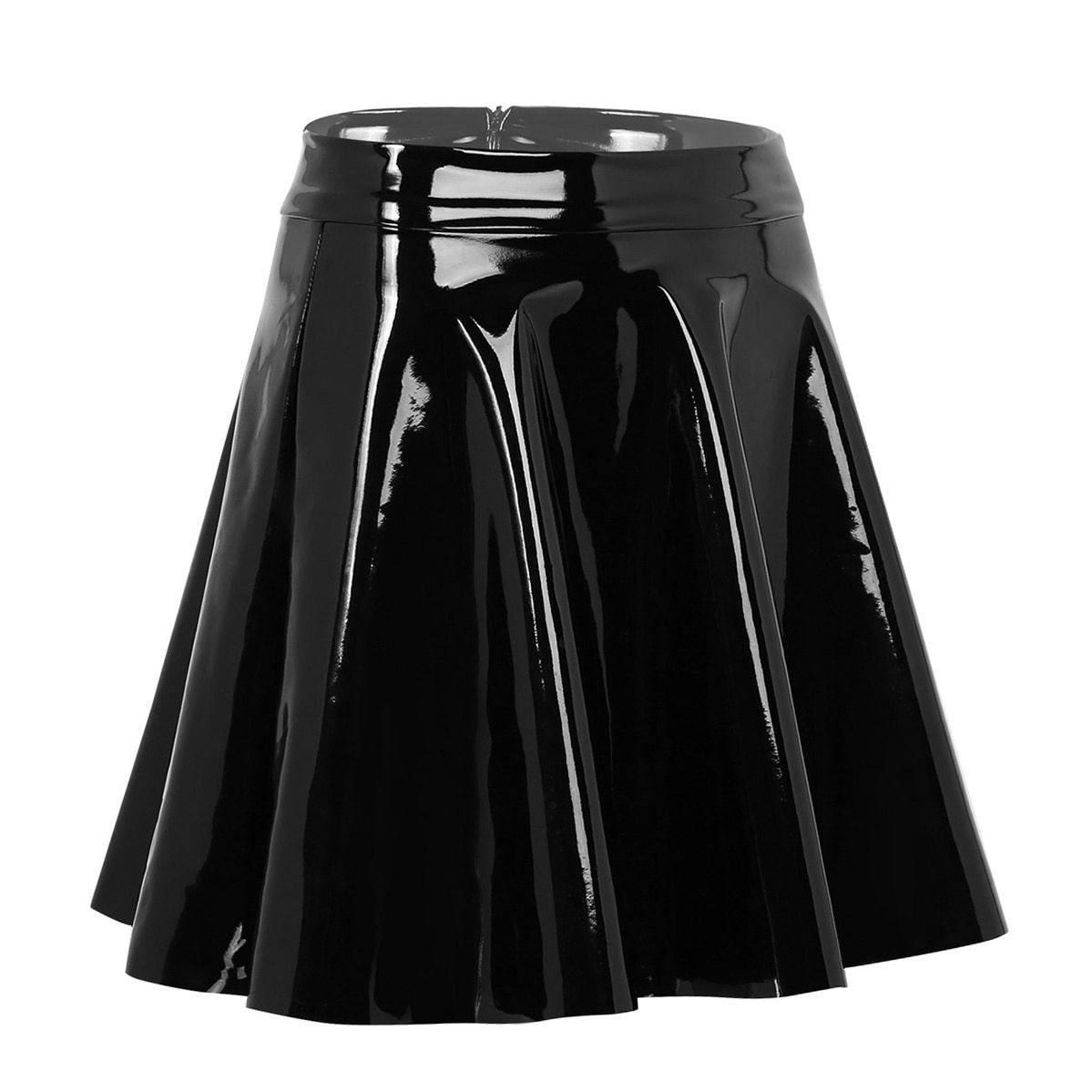 Faux Leather Pleated Mini Skirt - Sissy Panty Shop