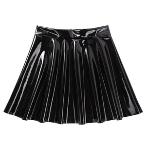 Faux Leather Pleated Mini Skirt - Sissy Panty Shop