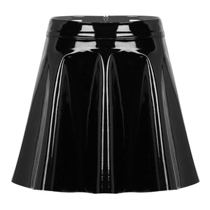 Faux Leather Pleated Mini Skirt - Sissy Panty Shop