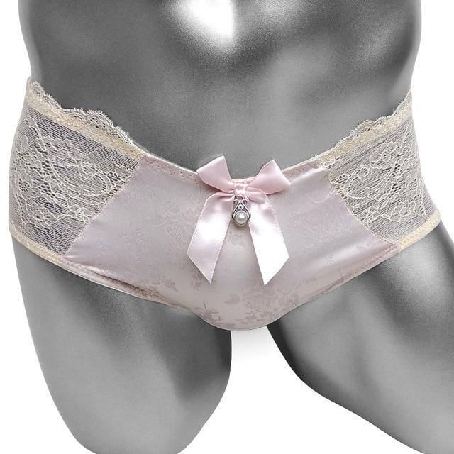 Satin Bowknot Lace Panties - Sissy Panty Shop