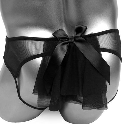 Open Butt Mesh Panties With Big Bowknot - Sissy Panty Shop