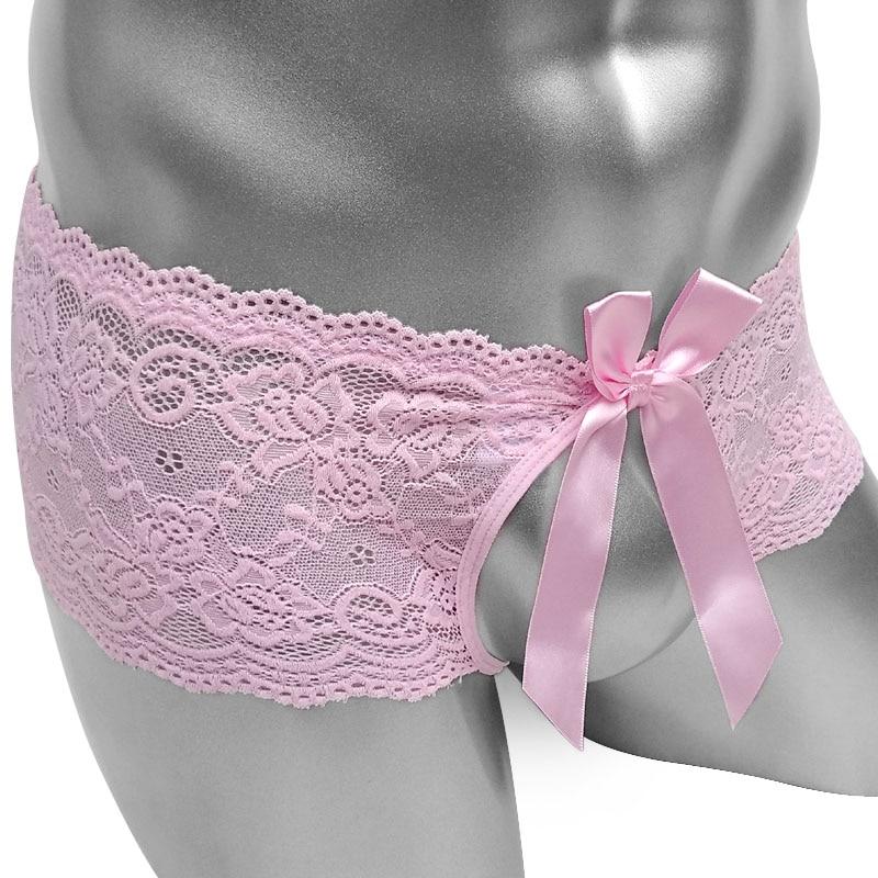Floral Lace Open Crotch Panties - Sissy Panty Shop