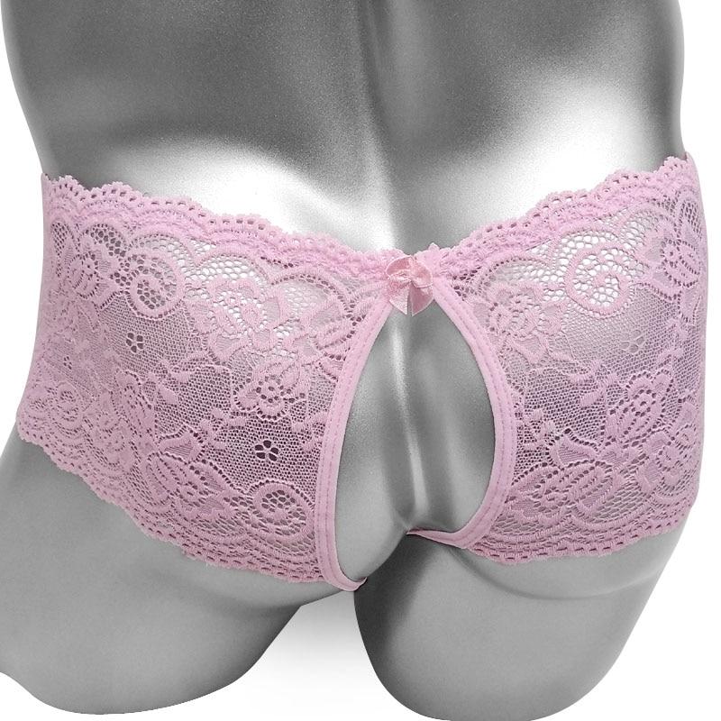 Floral Lace Open Crotch Panties - Sissy Panty Shop