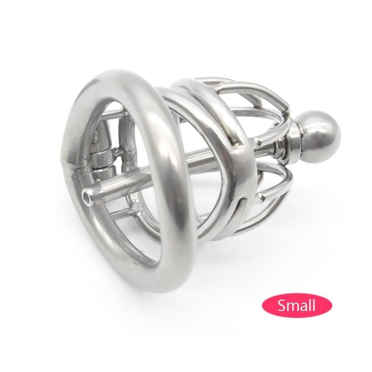 Chastity Cage w/ Catheter, Arc-Shaped Cock Ring & Stealth Lock - Sissy Panty Shop