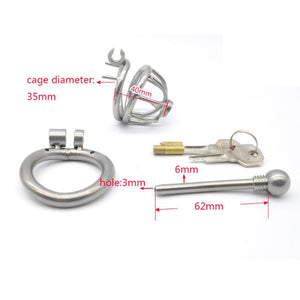 Chastity Cage w/ Catheter, Arc-Shaped Cock Ring & Stealth Lock - Sissy Panty Shop