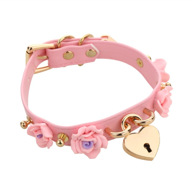 BDSM, DDLG Submissive Rose Choker w/ Key - Sissy Panty Shop