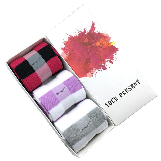 Striped Thigh High Stockings (3 Pairs Set) - Sissy Panty Shop