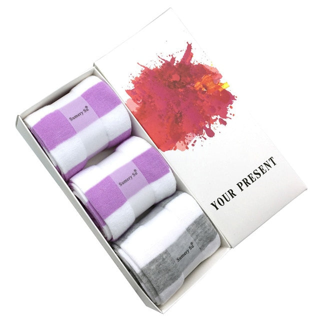 Striped Thigh High Stockings (3 Pairs Set) - Sissy Panty Shop