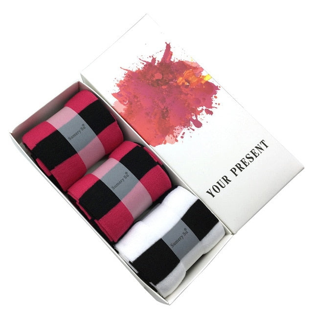 Striped Thigh High Stockings (3 Pairs Set) - Sissy Panty Shop