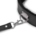 BDSM Leather Plush Collar And Leash - Sissy Panty Shop