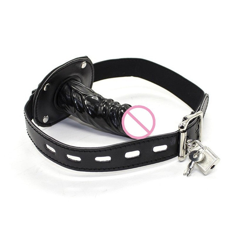 BDSM Leather Hood With Dildo Gag - Sissy Panty Shop