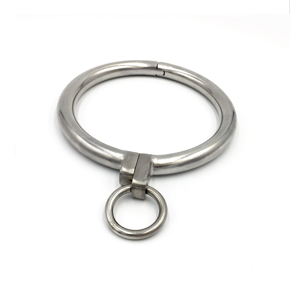 Stainless Steel BDSM Collar with Ring - Sissy Panty Shop