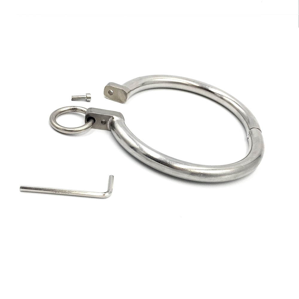 Stainless Steel BDSM Collar with Ring - Sissy Panty Shop