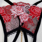 Embroidered Crotchless Lux G-String - Sissy Panty Shop