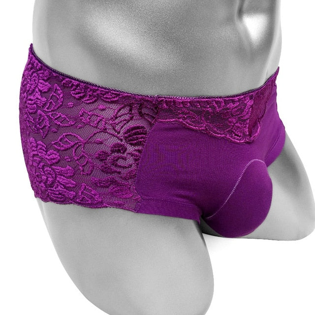 Floral Lace Panties With Penis Pouch - Sissy Panty Shop