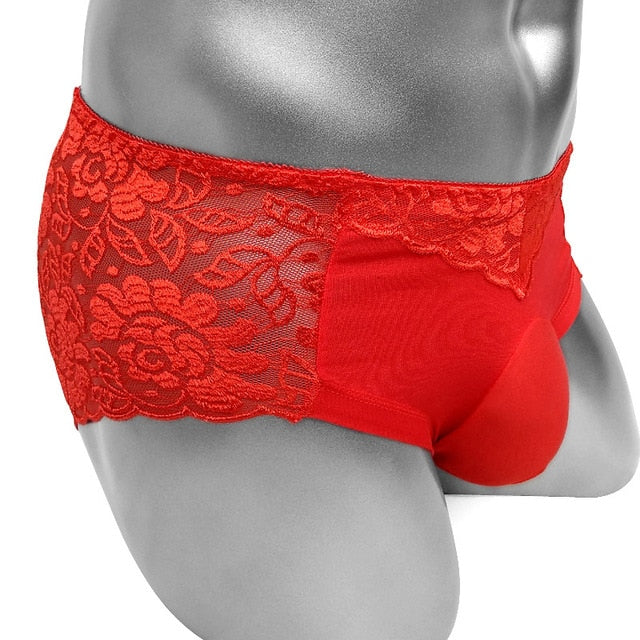 Floral Lace Panties With Penis Pouch - Sissy Panty Shop