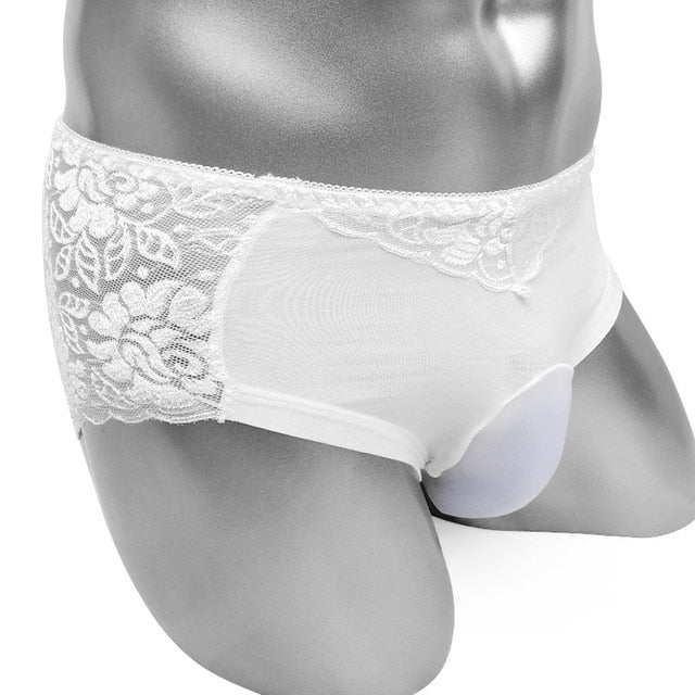 Floral Lace Penis Pouch Panties - Sissy Panty Shop