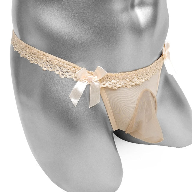 Sheer Penis Pouch Bow G-String - Sissy Panty Shop