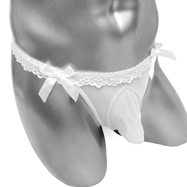 Sheer Penis Pouch Bow G-String - Sissy Panty Shop