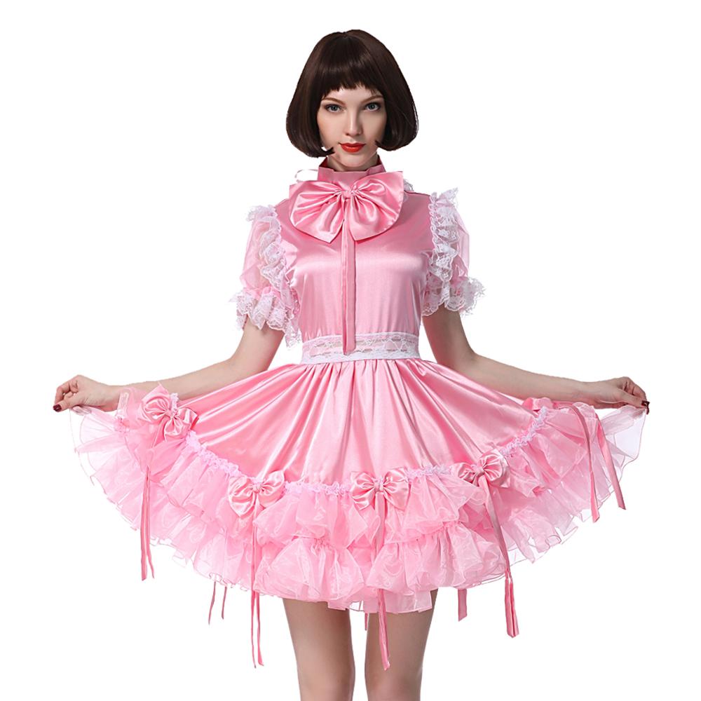 Sissy Tatiana Pink Satin Dress - Sissy Panty Shop