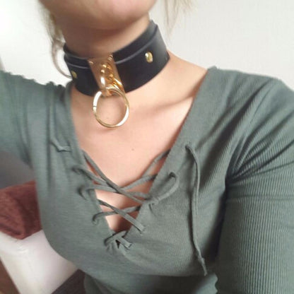BDSM Handmade Leather Collar - Sissy Panty Shop