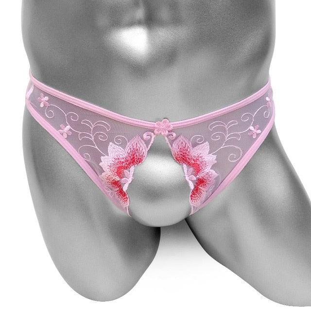 Crotchless Lace Sissy Thong - Sissy Panty Shop