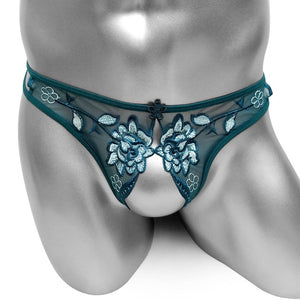 Embroidered Crotchless Lux Thong - Sissy Panty Shop