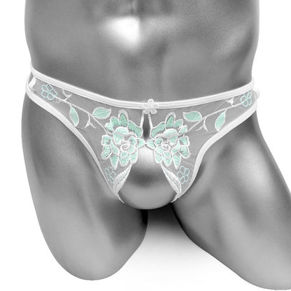 Embroidered Crotchless Lux Thong - Sissy Panty Shop