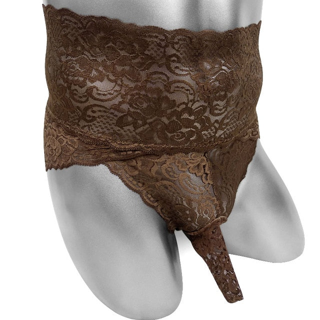 Floral Lace Briefs With Penis Sheath - Sissy Panty Shop