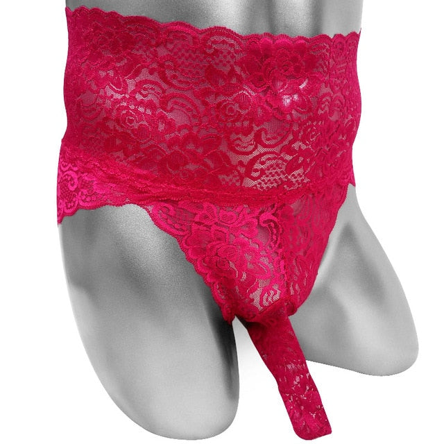 Floral Lace Briefs With Penis Sheath - Sissy Panty Shop