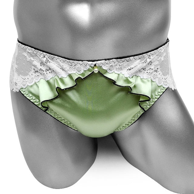 Ruffled Lace & Satin Sissy Panties - Sissy Panty Shop