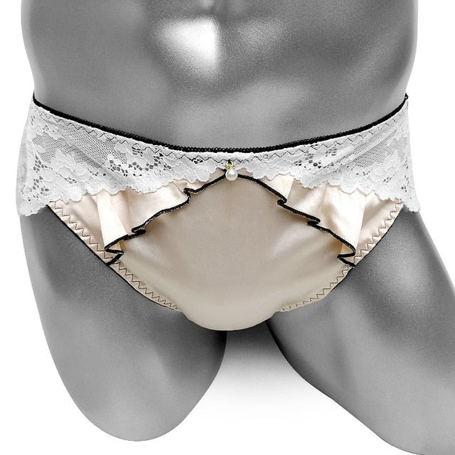 Ruffled Lace & Satin Sissy Panties - Sissy Panty Shop