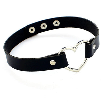 BDSM Heart Leather Collar - Sissy Panty Shop