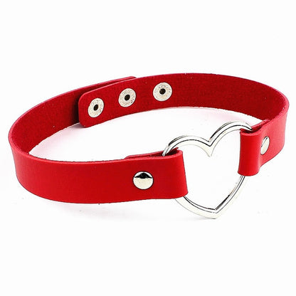 BDSM Heart Leather Collar - Sissy Panty Shop