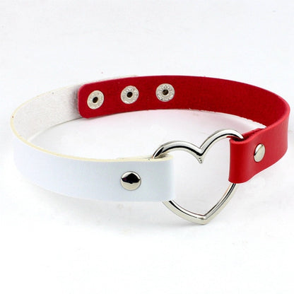 BDSM Heart Leather Collar - Sissy Panty Shop