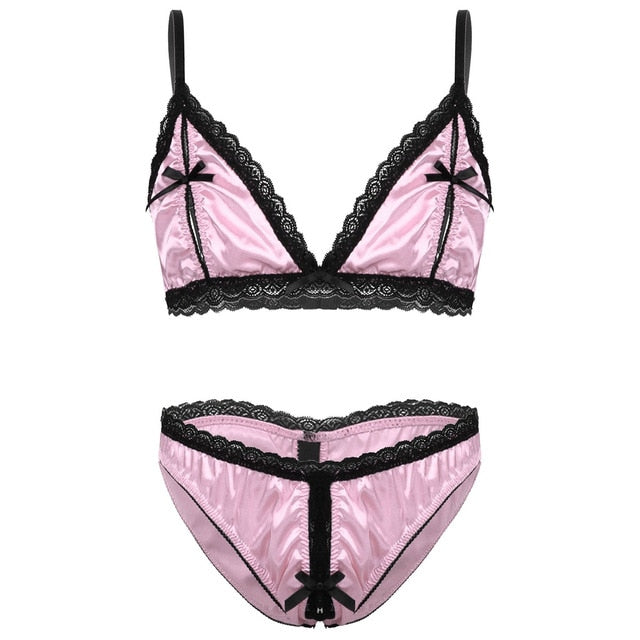 Sexy Silky Satin Lingerie Set - Sissy Panty Shop