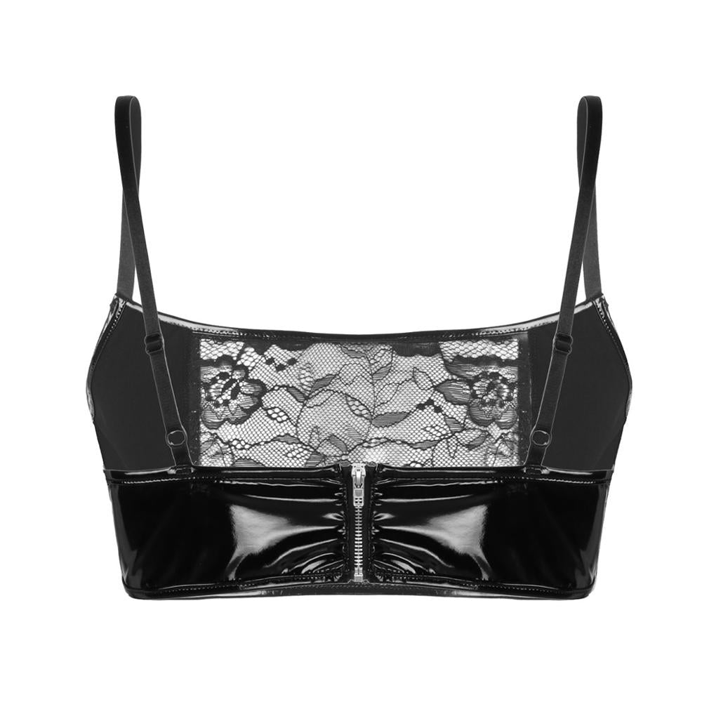 Faux Leather & Lace Sexy Sissy Bra - Sissy Panty Shop