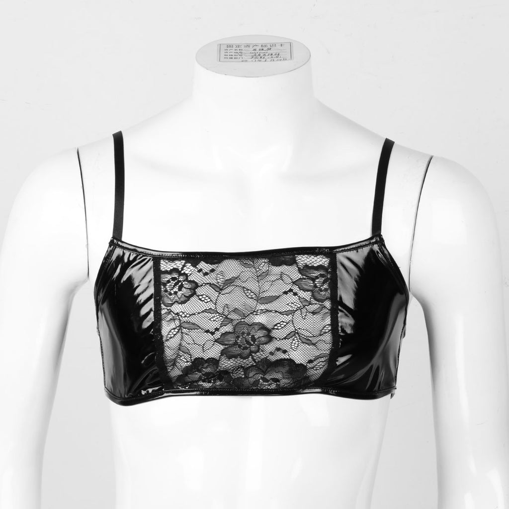 Faux Leather & Lace Sexy Sissy Bra - Sissy Panty Shop