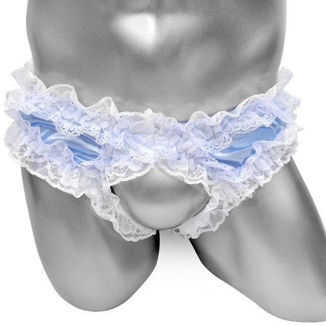 Ruffles Satin Sissy Briefs With Penis Hole - Sissy Panty Shop