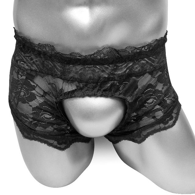 Crotchless Sissy Lace Boxers - Sissy Panty Shop