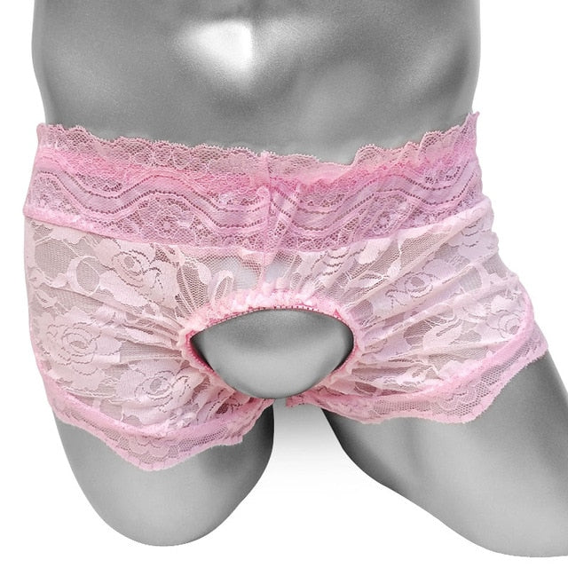 Crotchless Sissy Lace Boxers - Sissy Panty Shop