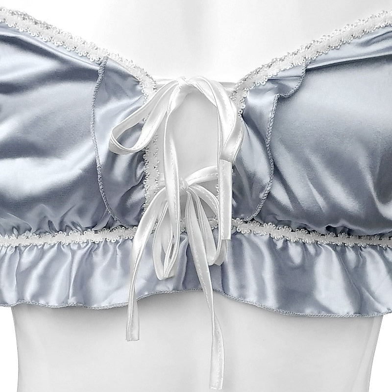 Ruffled Satin Sissy Lingerie Set - Sissy Panty Shop