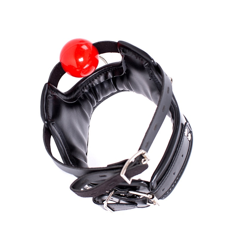 Open Mouth Ball Gag Collar - Sissy Panty Shop