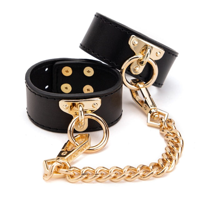 Genuine Leather BDSM Collar with Leash - Sissy Panty Shop