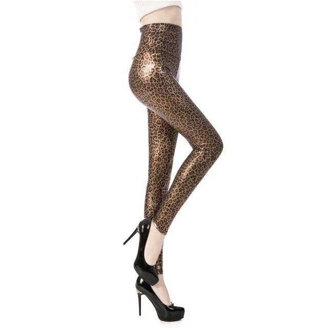 Faux Leather Animal Print Leggings - Sissy Panty Shop