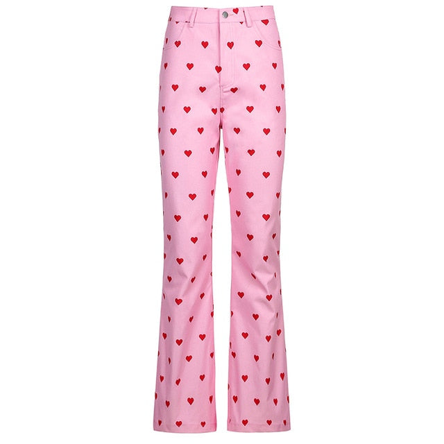 Cute Heart Print Pink Pants - Sissy Panty Shop