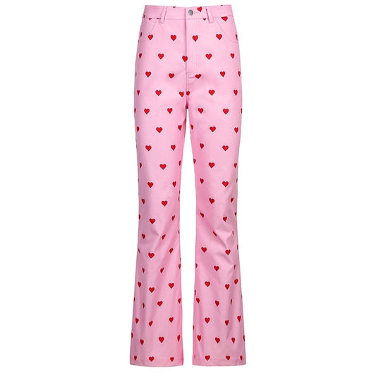 Cute Heart Print Pink Pants - Sissy Panty Shop