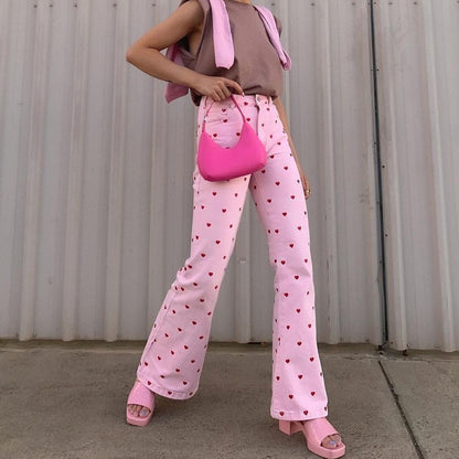 Cute Heart Print Pink Pants - Sissy Panty Shop