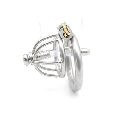 Stainless Steel Chastity Cage With Catheter - Sissy Panty Shop