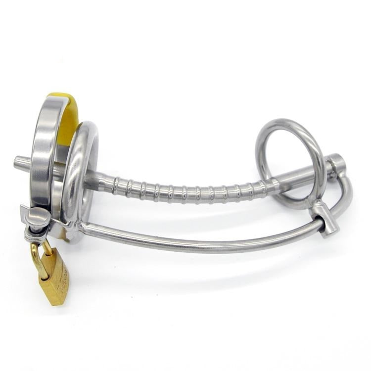 3 Ring Male Chastity Device/Belt with Catheter - Sissy Panty Shop